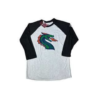 XFL NWT Men's  Seattle Dragons Baseball Tee T Shirt Raglan 3/4 Sleeve Cotton S